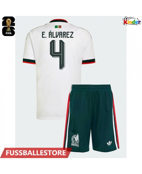 Günstige Mexiko Edson Alvarez #4 Auswärts Trikotsatzt Kinder WM 2026 Kurzarm (+ Kurze Hosen)